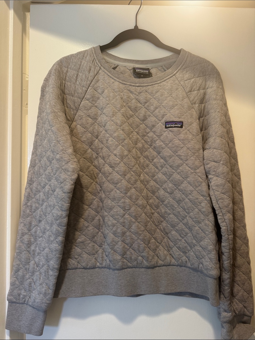 Patagonia Quilted Crewneck Sweatshirt in Light Gray